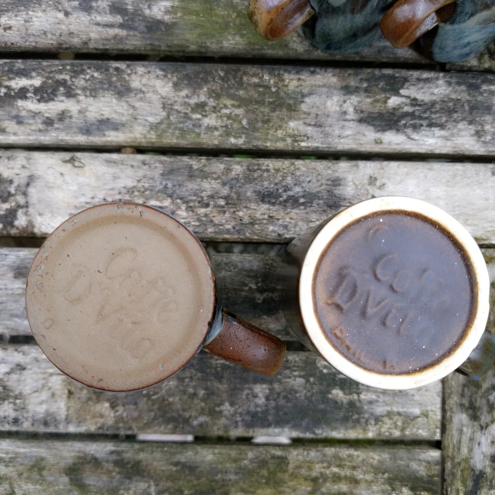 Rare! 12 Vintage Caffe D'Vita Stoneware Ceramic Glazed Cappucino Coffee Cups